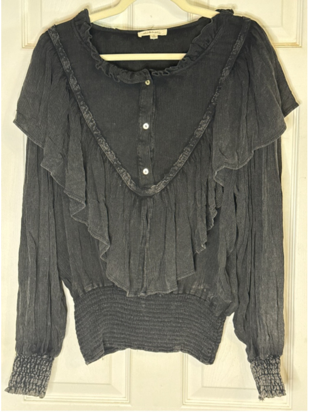 Oli & Hali Black Ruffle Blouse S - Picture 2 of 4